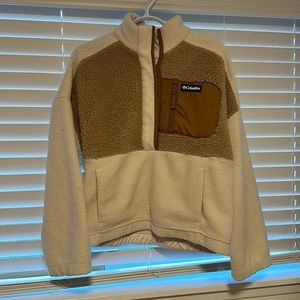 Columbia color block sherpa half button down jacket